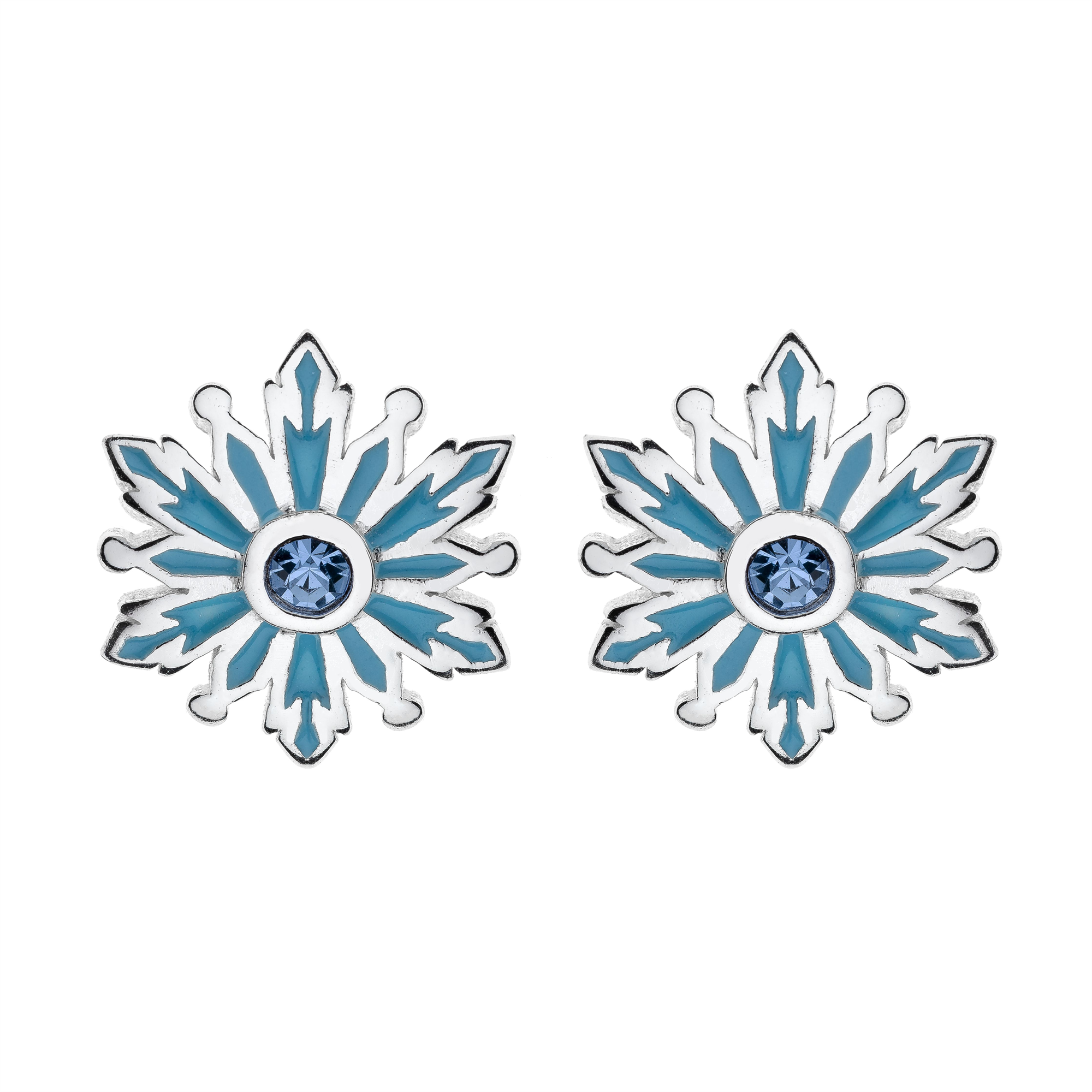 De Brullen Verbinding verbroken Disney Frozen oorbellen zilveren sneeuwvlokken in blauw met gefacetteerde  zirkonia - Disney sieraden - Arkandi Sieraden