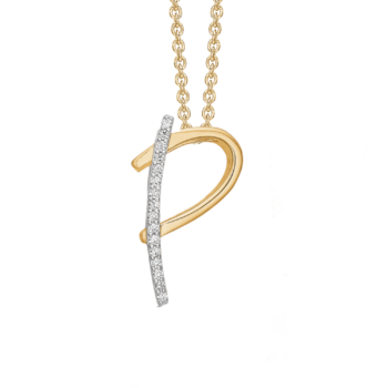 P letter collier in goud met steentjes