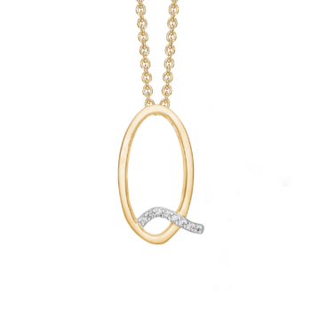 Q letter collier goud met steentjes