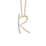 R letter ketting in goud met stenen