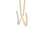 W letter ketting in Goud met steentjes