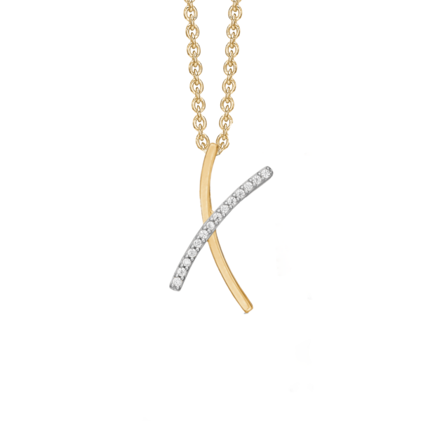 X letter gouden ketting met stenen